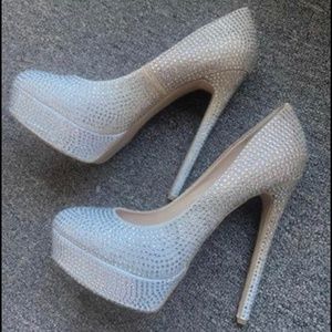 Silver/gold sequin platform heels size 11